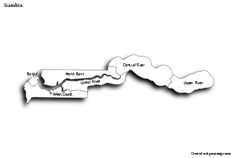 Sample Maps for Gambia (black-white,shadowy)