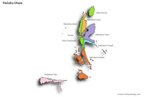 Maluku Utara için Örnek Haritalar (renkli,gölgeli)