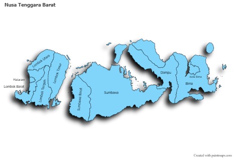 Nusa Tenggara Barat için Örnek Haritalar (mavi,gölgeli)