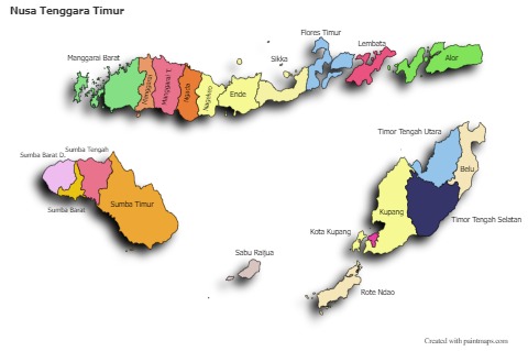 Sample Maps for Nusa Tenggara Timur (colored,shadowy)