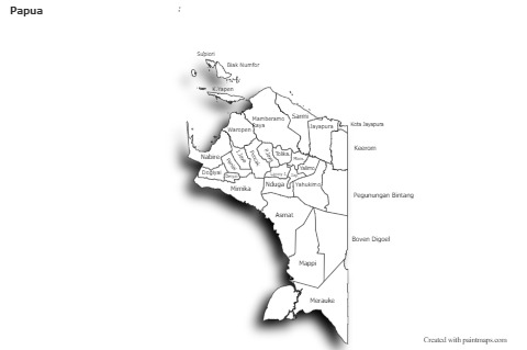 Papua için Örnek Haritalar (siyah-beyaz,gölgeli)