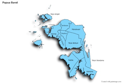 Contoh Peta untuk Papua Barat (biru,bayangan)