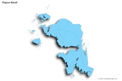 Contoh Peta untuk Papua Barat (biru,garis luar,bayangan)