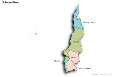 Sulawesi Barat için Örnek Haritalar (renkli,gölgeli)