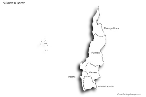 Sulawesi Barat için Örnek Haritalar (siyah-beyaz,gölgeli)