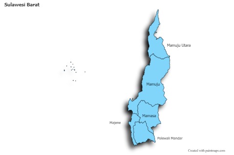 Sulawesi Barat için Örnek Haritalar (mavi,gölgeli)