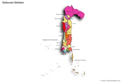 Sulawesi Selatan için Örnek Haritalar (renkli,gölgeli)