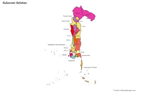 Sulawesi Selatan için Örnek Haritalar (renkli)