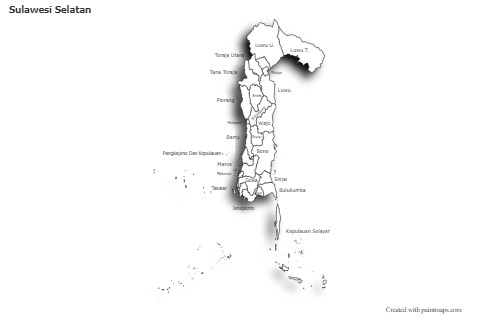Sulawesi Selatan için Örnek Haritalar (siyah-beyaz,gölgeli)