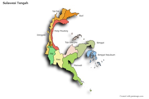 Sulawesi Tengah için Örnek Haritalar (renkli,gölgeli)