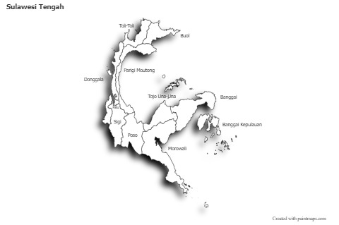 Sulawesi Tengah için Örnek Haritalar (siyah-beyaz,gölgeli)