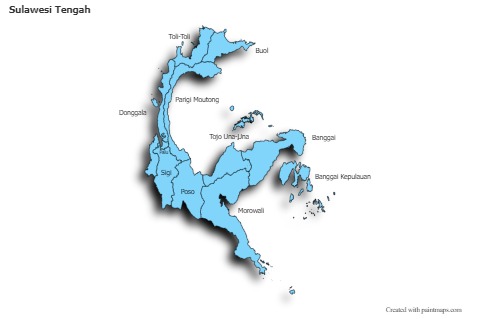 Sulawesi Tengah için Örnek Haritalar (mavi,gölgeli)