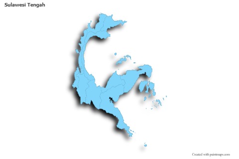 Sulawesi Tengah için Örnek Haritalar (mavi,anahat,gölgeli)