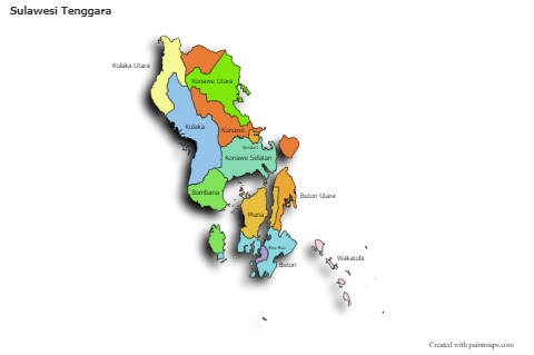 Sulawesi Tenggara için Örnek Haritalar (renkli,gölgeli)