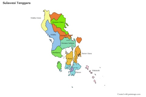 Sulawesi Tenggara için Örnek Haritalar (renkli)