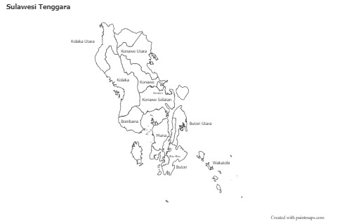 Sulawesi Tenggara için Örnek Haritalar (siyah-beyaz)