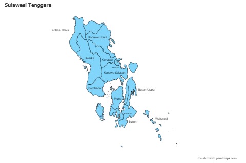 Sulawesi Tenggara için Örnek Haritalar (mavi)