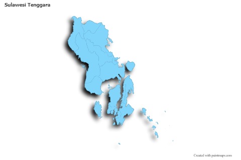 Sulawesi Tenggara için Örnek Haritalar (mavi,anahat,gölgeli)