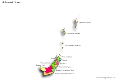 Sulawesi Utara için Örnek Haritalar (renkli,gölgeli)