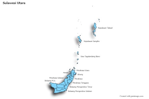 Sulawesi Utara için Örnek Haritalar (mavi,gölgeli)