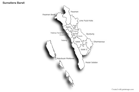 Sumatera Barat için Örnek Haritalar (siyah-beyaz,gölgeli)