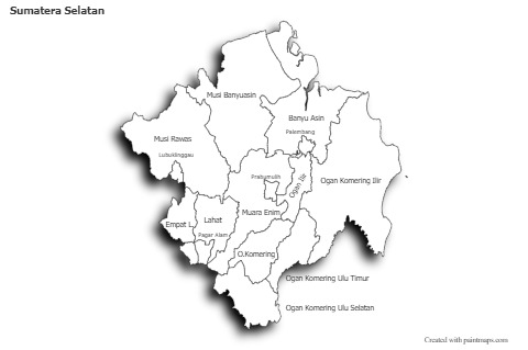 Sumatera Selatan için Örnek Haritalar (siyah-beyaz,gölgeli)
