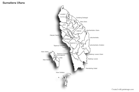 Sumatera Utara için Örnek Haritalar (siyah-beyaz,gölgeli)