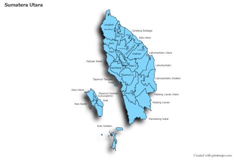 Sumatera Utara için Örnek Haritalar (mavi,gölgeli)