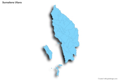 Sumatera Utara için Örnek Haritalar (mavi,anahat,gölgeli)