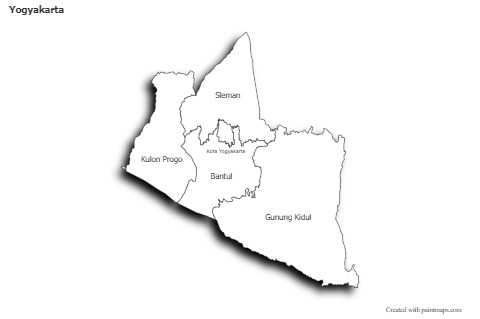Yogyakarta için Örnek Haritalar (siyah-beyaz,gölgeli)