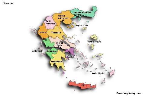 Mapas de muestra para Grecia (coloreado,sombrío)