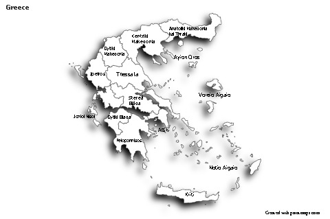 Mapas de muestra para Grecia (blanco-negro,sombrío)