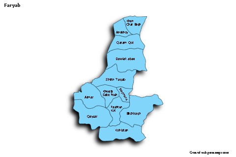 Contoh Peta untuk Faryab (biru,bayangan)