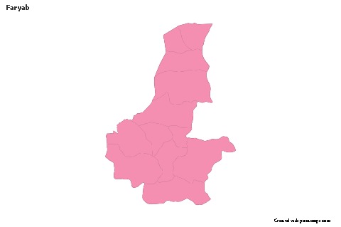 Contoh Peta untuk Faryab (merah jambu,garis besar)