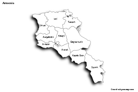 Sample Maps for Armenia (black-white,shadowy)