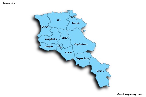 Sample Maps for Armenia (blue,shadowy)
