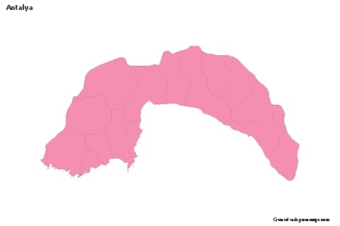 Antalya için Örnek Haritalar (pembe,anahat)