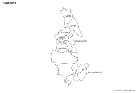 Contoh Peta untuk Ayacucho (hitam-putih)