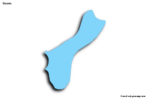 Contoh Peta untuk Guam (biru,garis luar,bayangan)