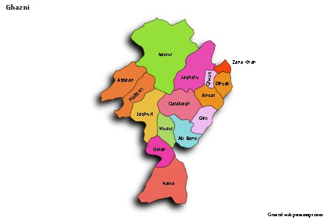 Mapas de muestra para Ghazni (coloreado,sombrío)