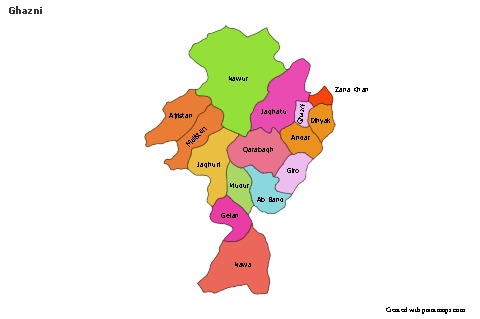 Mapas de muestra para Ghazni (coloreado)