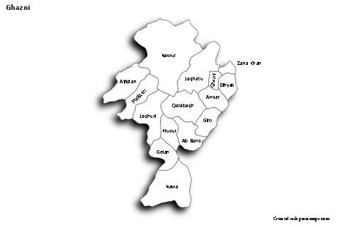 Mapas de muestra para Ghazni (blanco-negro,sombrío)