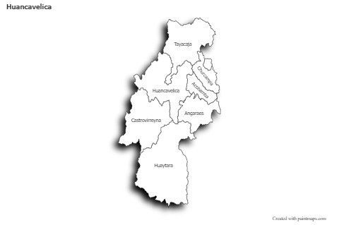 Contoh Peta untuk Huancavelica (hitam-putih,bayangan)
