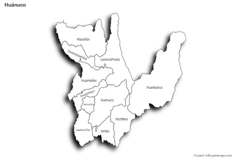 Huánuco için Örnek Haritalar (siyah-beyaz,gölgeli)