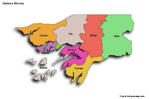 Contoh Peta untuk Guinea Bissau (berwarna,bayangan)