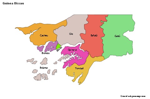 Contoh Peta untuk Guinea Bissau (berwarna)
