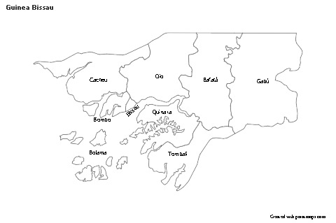 Contoh Peta untuk Guinea Bissau (hitam-putih)