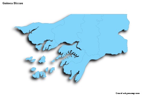 Contoh Peta untuk Guinea Bissau (biru,garis luar,bayangan)