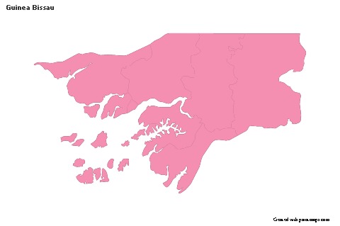 Contoh Peta untuk Guinea Bissau (merah jambu,garis besar)