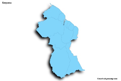 Sample Maps for Guyana (blue,outline,shadowy)